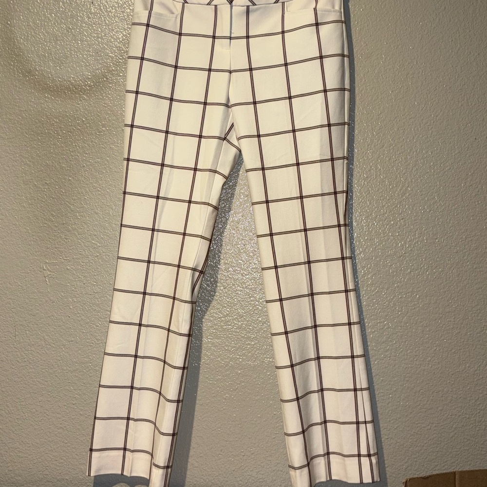 Express Cream and Brown Plaid Trousers